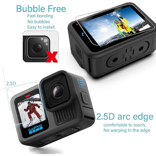 Image of Action Pro Tempered Glass Compatible with GoPro Hero 13 Black Screen Protector Film & Camera Lens Protector, Tempered Glass, High Definition Clear, Case Friendly, Anti-Scratch (Pack of 3)
