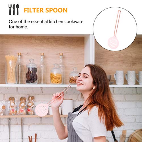 Hemoton Colher de nylon com alça de aço inoxidável, resistente ao calor, antiaderente, cozinha, serv