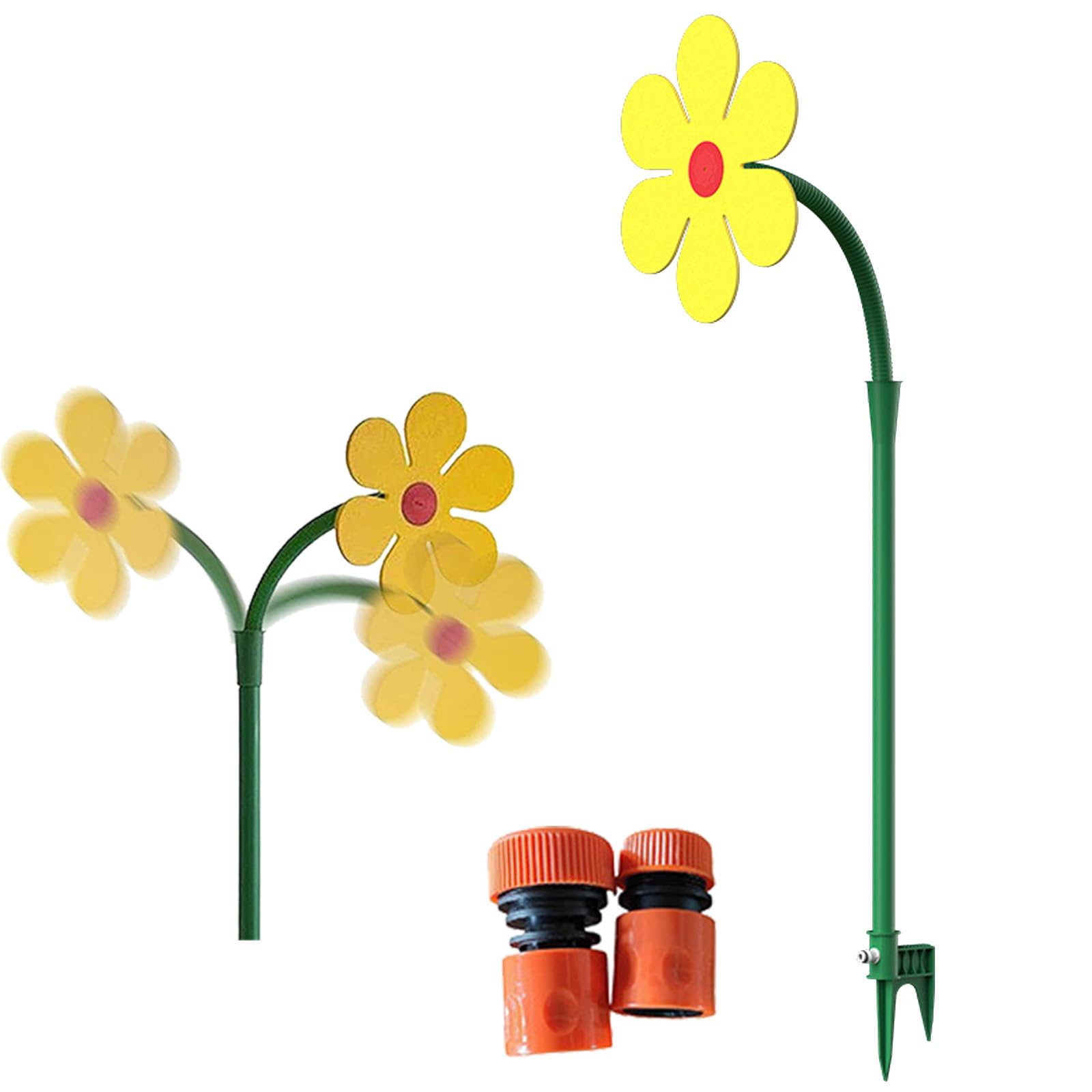 Crazy Dancing Flower Water Sprinkler, Funny Sun Flower Dancing Daisy Yard Lawn Sprinkler, Garden Dancing Crazy Sunflower Sprinkler Stake Watering Sprinkler Sprayer Irrigation Tool (Yellow)