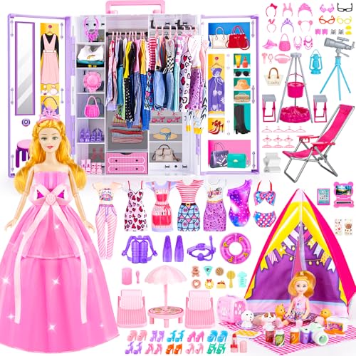 164 PCS Doll Closet Camping Set Clothes and Accessories