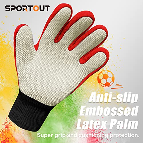 Sportout Kids Goalkeeper Gloves, Soccer Gloves With Double Wrist Protection And Non-Slip Wear Resistant Latex Material To Give Protection To Prevent Injuries (Red, 6) #TOP2