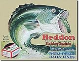 Heddon Fishing Fish Lure Tackle Rod Reel Retro Vintage Look Wall Decor Metal Tin Sign 8x12in