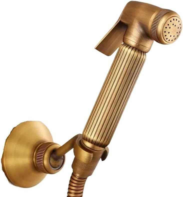 Antique Brass Wall Mounted Toilet Bidet Sprayer High Pressure Bathroom Hand Shower Gun(A)