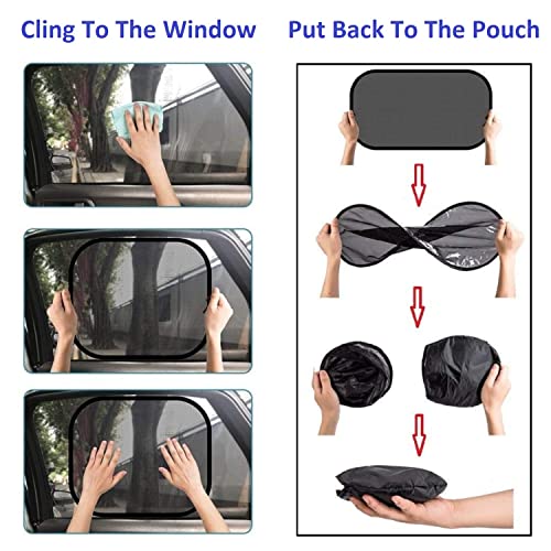 Image of KINGSWAY Car Window Curtain Sticky Sun Shades Compatible with Maruti Suzuki Wagon R, (Year 2003-2010), Universal Fit Sunshades for Side Window, Rear Window, Red Color, 4 Pieces