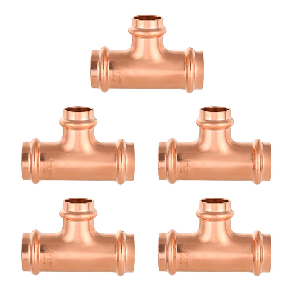 EFIELD - Juego de 5 accesorios de cobre para conexión de tubo de cobre de 1 x 1 x 3/4 pulgadas