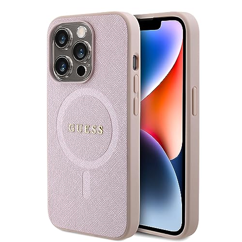 Guess GUHMP15LPSAHMCP Coque Rigide Rose pour iPhone 15 Pro 6,1" Saffiano