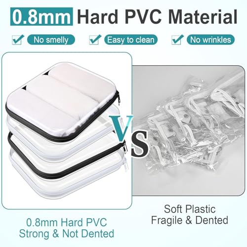 Image of Hoolerry 4 Pcs Hard Clear Zipper Case Makeup Bags Plastic Zipper Pouch Transparent Storage Box Containers for Cosmetics, Snacks, Building Blocks, Puzzles(Clear,9.8 x 7.9 x 2 in,Black and White)