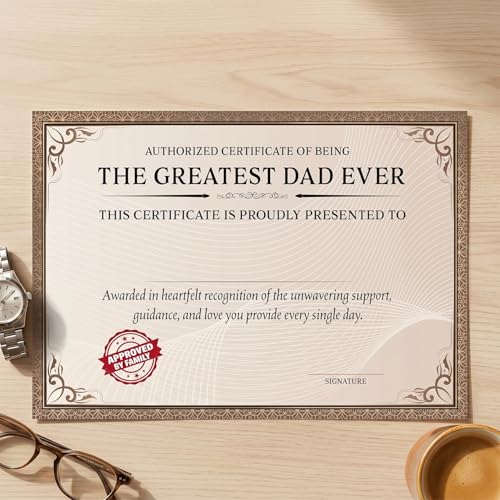 Image of Party Propz Happy Fathers Day Certificate - 1 Pc The Greatest Dad Ever Certificate for Papa, Best Dad Gifts, Fathers Day Gift, Gifts for Papa (Cardstock)