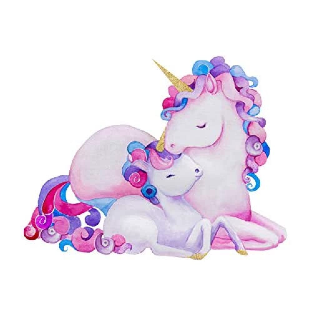 Wee Blue Coo Unicorn Mother And Daughter Unframed Art Print Poster Wall Decor 12x16 inch
