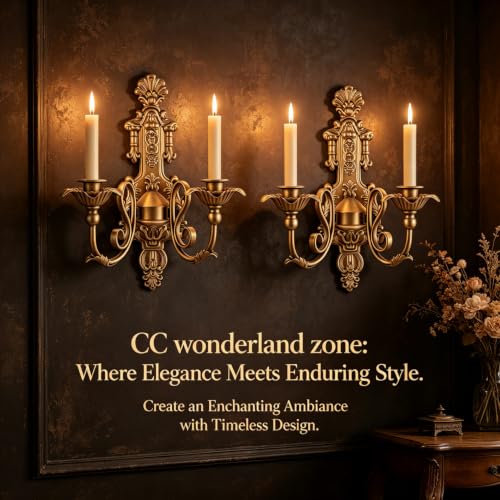 Image of CC wonderland zone Gothic Wall Sconce,Rustic Vintage Gold Wall Candle Holders,Gold Wall Decorations,Set of 2