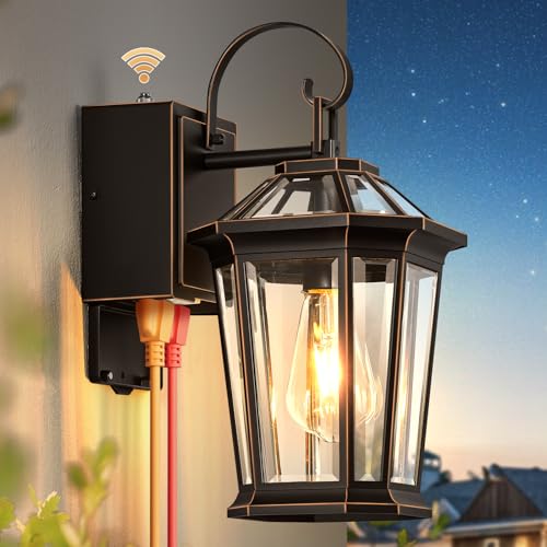 Image of Gleamz Porch Lights Outdoor with GFCI Outlet, Dusk to Dawn Outdoor Lighting