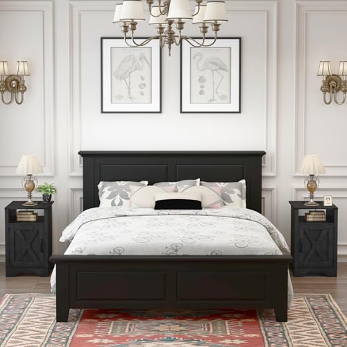 Royalcraft ZTS004 Farmhouse Nightstand Set Of 2 With Charging Station, Wooden End Table, Rustic Night Stand With Storage Cabinet And Shelf, Tall Bedside Table For Bedroom thumb #7