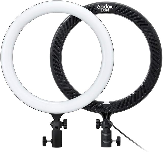 Godox LR120 12 1 cm LED Ring Light Studio Photographie Fill-in Light 3000K-6000K Luminosité réglable USB Powered with Phone Holder for Live Streaming Selfie Maquillage Portrait Photographie