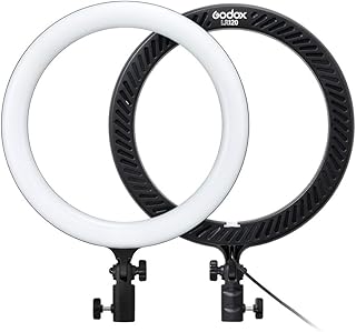 GODOX LR120 LED Ring Light 12 Inch Studio Photography Fill-in Light 3000K-6000K Bi-Color Temperature Adjustable Brightness USB Powered with Phone Holder for Live Streaming Selfie Makeup Black
