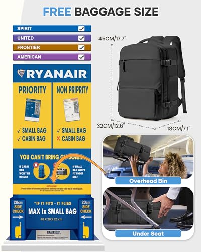 Image of Vacuum Backpack Travel, Vacpack Backpack with Vacuum 18x14x8 Personal Item Travel Bag, Mochila Compression al vacio, Carry on Flight Approved Laptop Bag Black(With Air Pump)