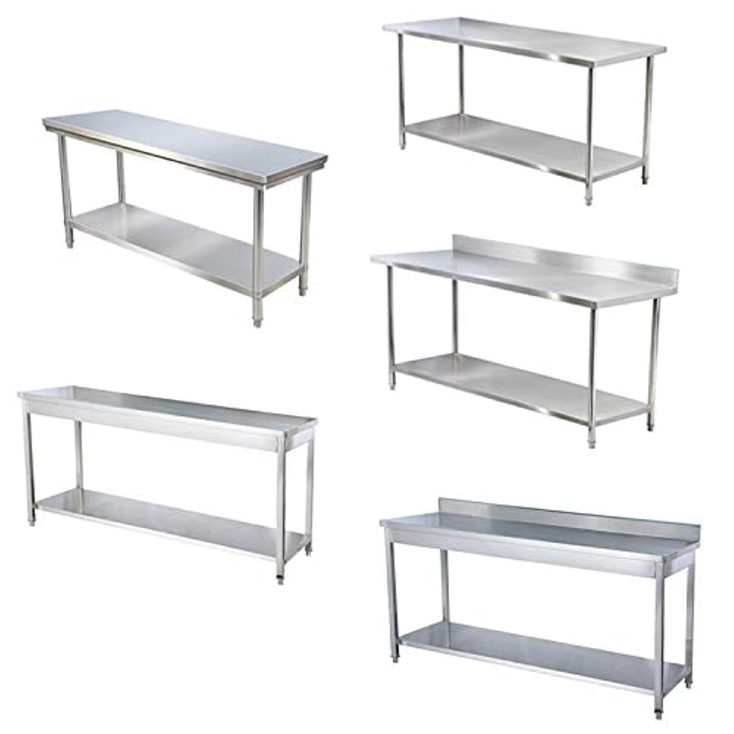 GRACE Stainless Steel Table for Prep & Work 3 Size Commercial Heavy Duty Table with Undershelf and Backsplash for Restaurant, Home and Hotel (S/S WORK TABLE SQUARE TUBE WITHOUT BACK, 150CM*70CM*85CM)