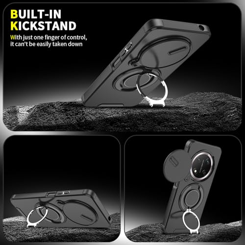 Coque Honor Magic 7 Lite avec anneau et cache caméra antichoc noir - 4