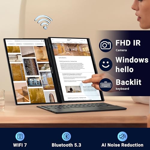 Image of ASUS Zenbook Duo AI Powered 2-in-1 Laptop, Dual 14 inch WUXGA OLED Touch Display, Intel Core Ultra 9 285H, 32GB LPDDR5X, 5TB Storage (4TB SSD+1TB Docking Station), Backlit Keyboard, Wi-Fi 7, Win11, Gray