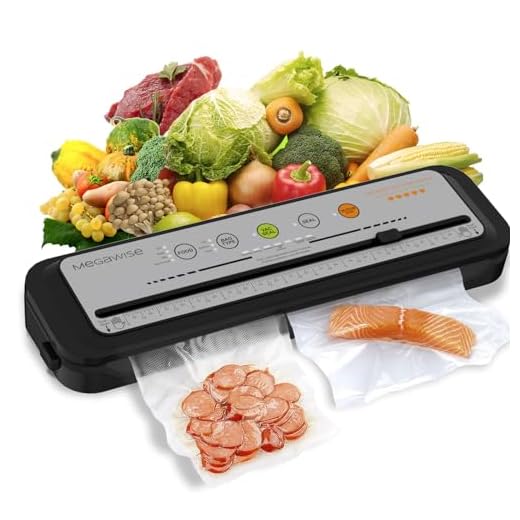 Updated Vacuum Sealer Machine 2025, MEGAWISE Food Sealer w/Starter Kit, Dry & Moist Food Modes, Compact Design with 10 Vacuum Bags & Built-in Cutter (Grey)