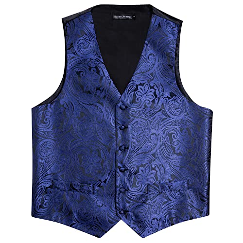 Image of Barry.Wang Formal Men Flower Vest Paisley Jacquard Silk Ties Suit Waistcoat Set Wedding 5PCS