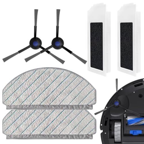 Image of HASTHIP 6Pcs Replenishment Kit, Replacement Parts for Ecovacs N20 Pro /N20 Robot, Vacuum Cleaner Replacement Accessories: 2 Side Brushes, 2 Microfiber Cloth Mop, 2 Filter