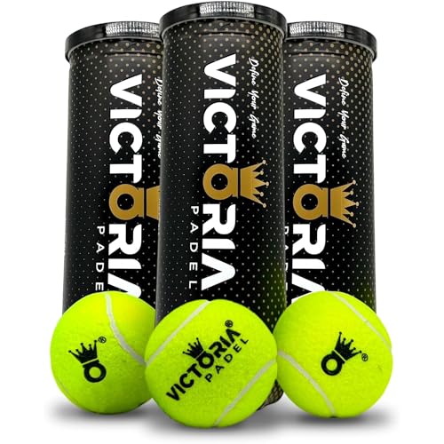 Victoria Padel Ball Professional Padel Balls Certified by FIP Durable Padel Balls with Consistent Bounce Premium Felt for High Performance Tube of 3 Tournament-Ready (3 Pack)