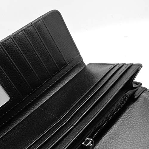 (Mysticism moth dead Head, skull, moon, stars) women's Patterned Leather Buckle Trifold Wallet Bag Pouch Holster With Credit Card Holder insurance for smartphones4