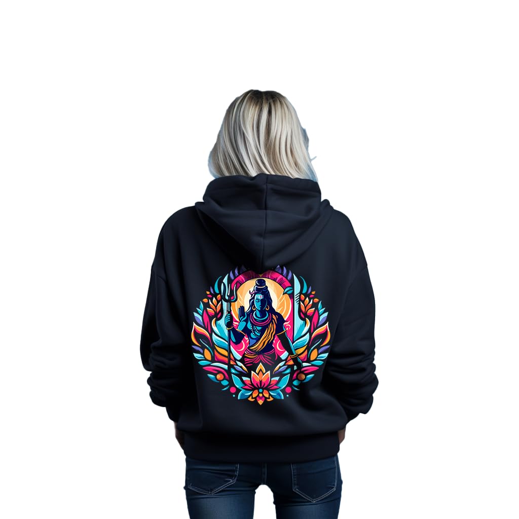 prabhu bhakti Prabhubhakti Women's Lord Shiva with OM Printed Black Hoodie | Pullover Full Sleeve Hoodies Full for Women & Girls-picture-51