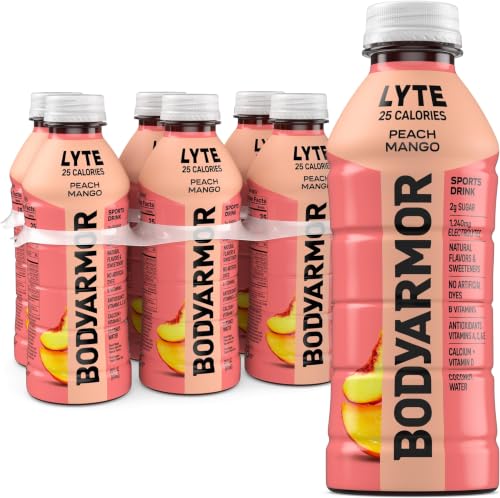 Image of BODYARMOR LYTE, Peach Mango, Electrolyte Drink, 25 Calorie, Coconut Water Sports Drink, Natural Flavor & B Vitamins, 20 Ounce (Pack of 30)