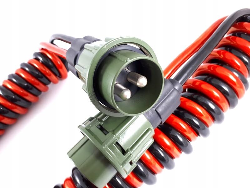 NATO kabel elektryczny 4 metry 2 x 50 mm² 12 V 24 V VG96917 z 2 wtyczkami NATO kabel spiralny kabel ułatwiający rozruch Bundeswehry samochód ciężarowy pojazd użytkowy przyczepa traktor offroad straż