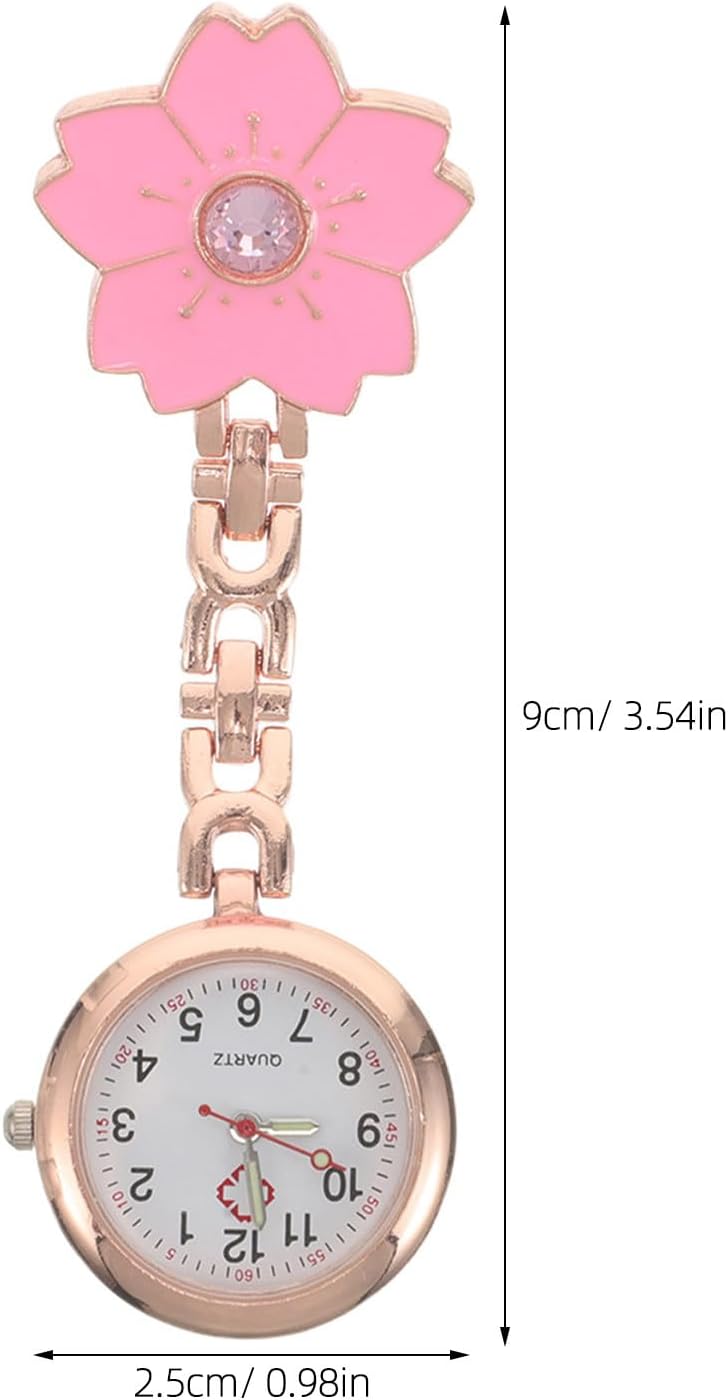 Nurse Fob Watch for Women, Clip-On Flower Shape Hanging Watch with Second Hand, Small Analog Pocket Size for Hospital and Doctor Uniforms