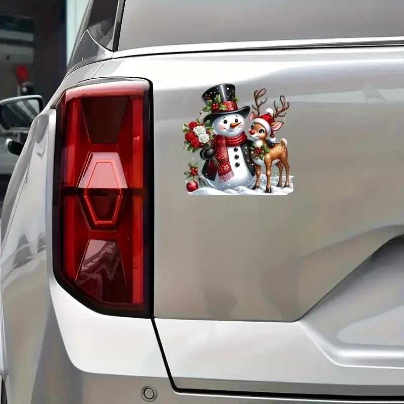 Christmas Snowman and Deer PVC Vinyl Car Decals Stickers Waterproof Self-Adhesive Decals for Cars, Laptops, Trucks, Motorcycles Wall Window Luggage Scratch Cover Door Decor Sticker - Image 7