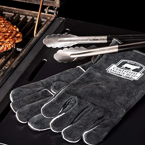 Certified Angus Beef Leather Barbecue Gloves Heat And Fire Resistant For Smoker Gloves, Grilling Gloves And Fire Gloves #TOP5