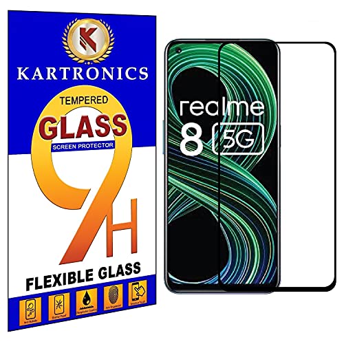 Image of Compatible with [Pack of 3] Realme 8 (5G) [Black] Tempered Glass Screen Protector with Edge to Edge Coverage and Easy Installation Kit