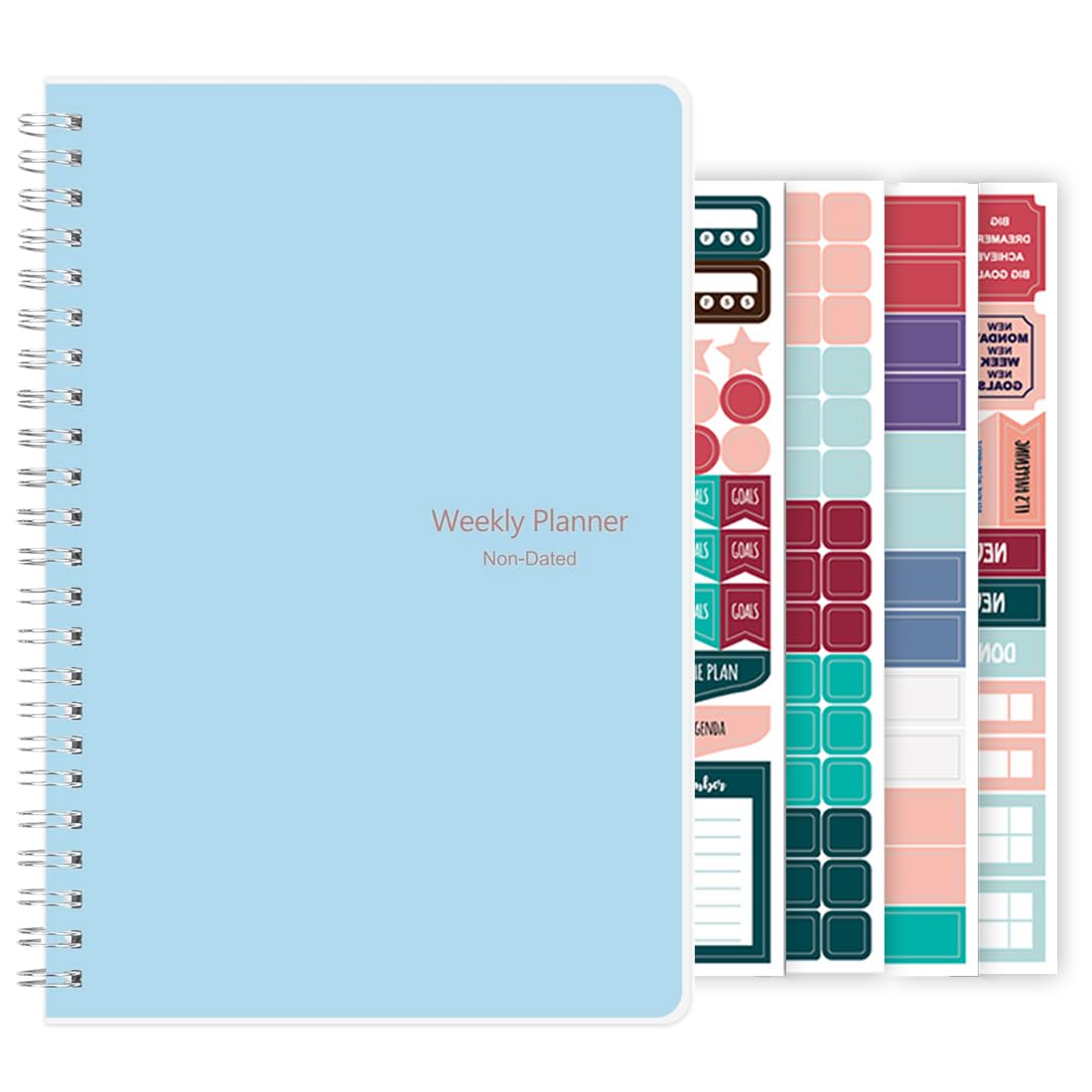 A5 Weekly Planner Notebook, Undated To Do List Notebook Diary, weeks of Daily Planner tracking for Daily life Work, Students (Blue)