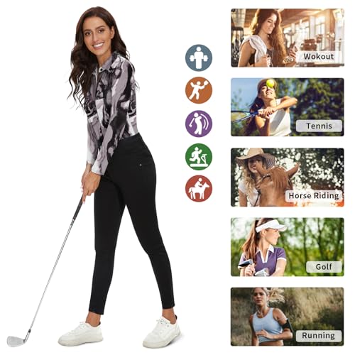 Image of Soneven Womens Golf Polo Shirts 3 /4 Long Sleeve V Neck Button Down Shirts Business Causal Work Blouses Tops