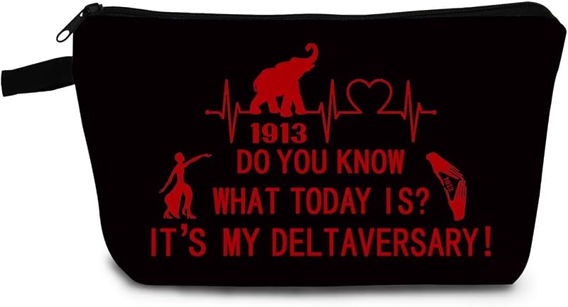 Necessaire de maquiagem YULUENZE com estampa Black Red Sorority Deltaversary, hzj0922