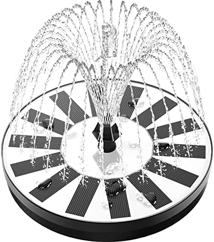 GAIZERL Solar Fountain Bird Bath Fountains Pump Upgraded 100% Glass Panel, Solar Powered Water Fountain with 8 Nozzle & 4 Fixer for Garden, Pond, Pool, Patio, Fish Tank, Outdoor - No Battery Needed