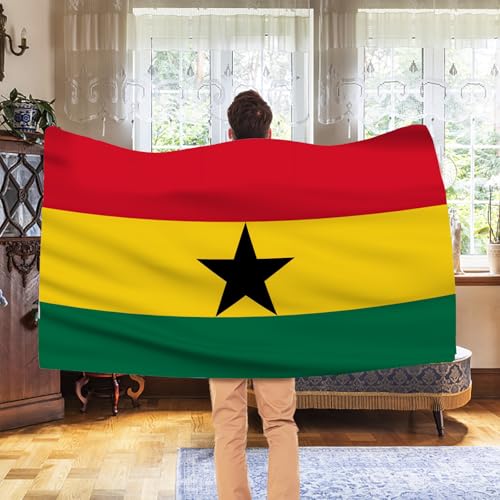 Image of Ahfulife Ghana Flag 3x5 Ft, 2 Pcs Large Ghanaian National Flags for Outdoor Indoor, Double Sided with Brass Eyelets for World Cup, Party, Garden, Bar, Street Decor