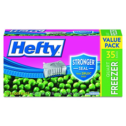 Hefty Slider Freezer Bags, Quart, 35 Count