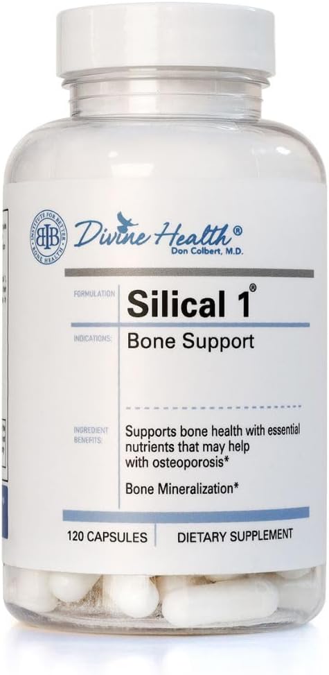 Dr. Colbert, MD Silical 1 | by Divine Health | Formulated by Dr. Chad Price, MD | Support Bone Strength | Vitamin D3 | Calcium | Magnesium | 120 Capsules