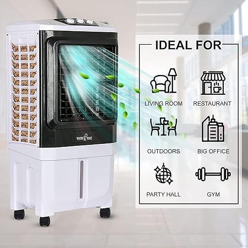 Image of 40 L Personal Air Cooler with Anti Bacterial Honeycomb Pads, 3rd Turbo Fan, Powerful Air Throw with Auto Swing and 3-Speed Control - Blue (CS 40L)