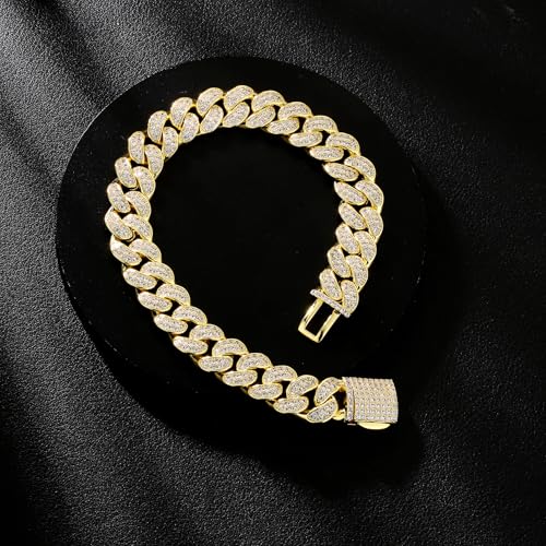 Pulsera Cadena Cubana 14k Oro para Hombre 7.5 in miniatura 4