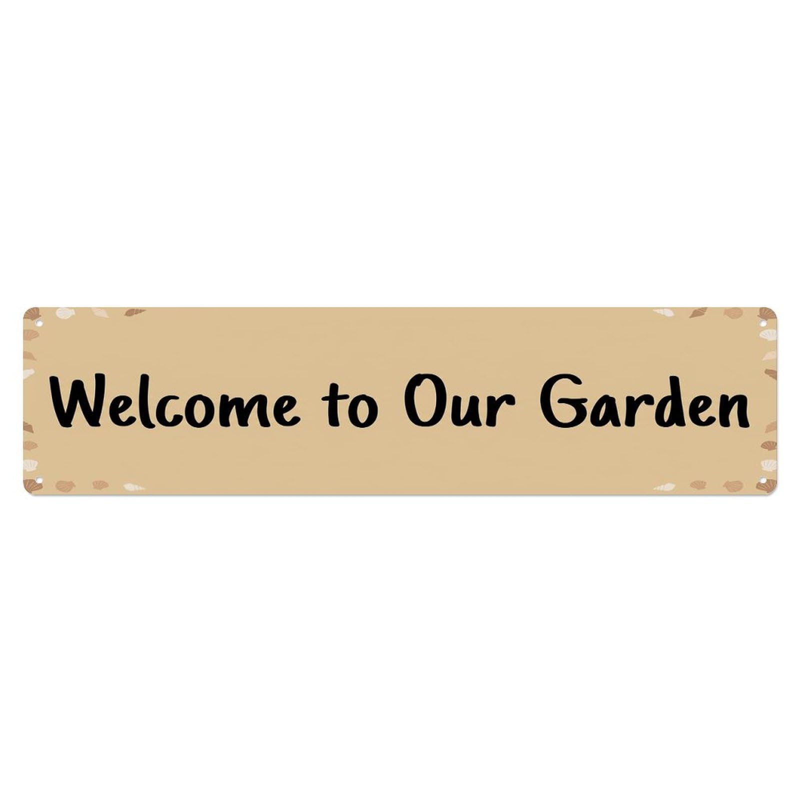 Vintage Welcome to Our Garden Sand Beige Metal Tin Sign