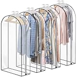 Dntorx 4 Stück Kleidersack, 127 x 60 cm Kleidersäcke mit 25.5 cm Seitenfalten, Voll Transparente Kleiderschutzhülle mit Seitlichem Reißverschluss Kleiderhülle für Anzug Hemd Kleider Mantel