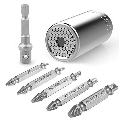ELECTROPRIME Universal Socket Damaged Screw Extractor Set, Multi-Function 7mm-19mm Unive V8C8