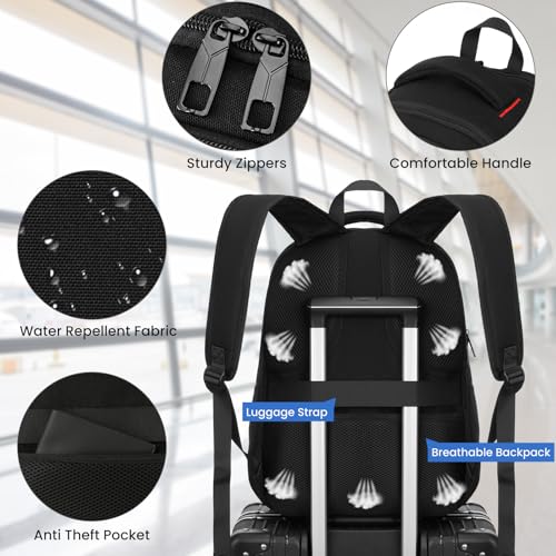 Backpack for Men Laptop Backpack with USB Charging Port for Work,School Backpack Waterproof for Teen Boys, Black Travel Backpack4