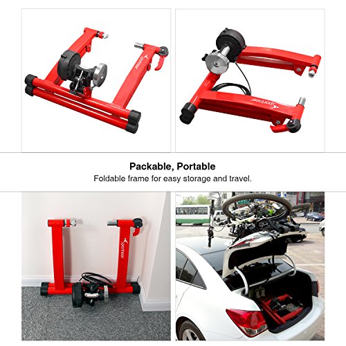 Sportneer Bike Trainer Stand Steel Bicycle Exercise Magnetic Stand With Noise Reduction Wheel, Red #TOP4
