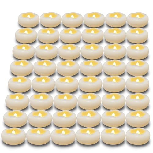 Velas flotantes LED impermeables de 2.3 pulgadas con luz blanca para jarrones de boda