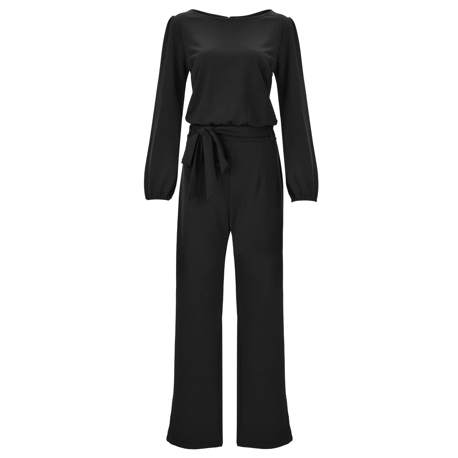 Jumpsuits Für Damen Lang, Damen Hosenanzug Elegant Festlich Solid Mit Ärmeln Overall Hosenanzüge Große Größen Romper Lose Outfits Set Vintage Locker Women's Jumpsuits & Playsuits Weites Bein Playsuit